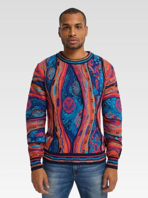 CARLO COLUCCI Herren Rundhalspullover - Cioccoloni -CARLO Kleidung Geschaft Herren Rundhalspullover Cioccoloni pdstandard 641291 0001 modelfront 1